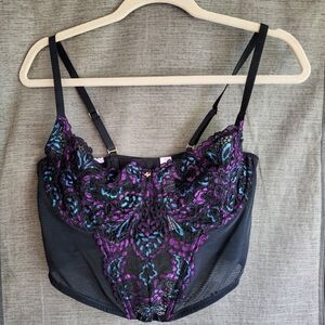 Savage X Fenty Black and Purple Full-Coverage Bra